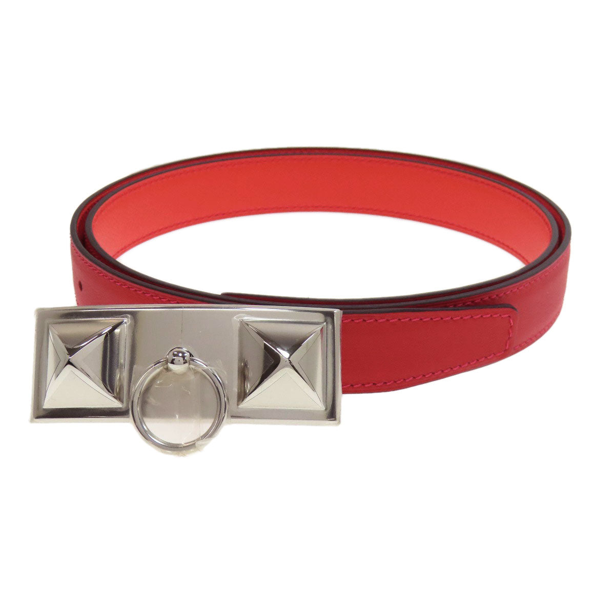 HERMES Rival Vermilion Rose SVHardware belt Swift Epsommens [Used]