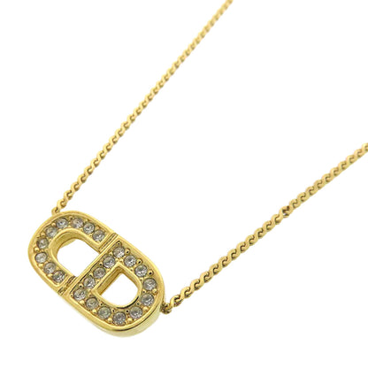 CHRISTIAN DIOR CD logo rhinestone Necklace Metal Ladies [Used]