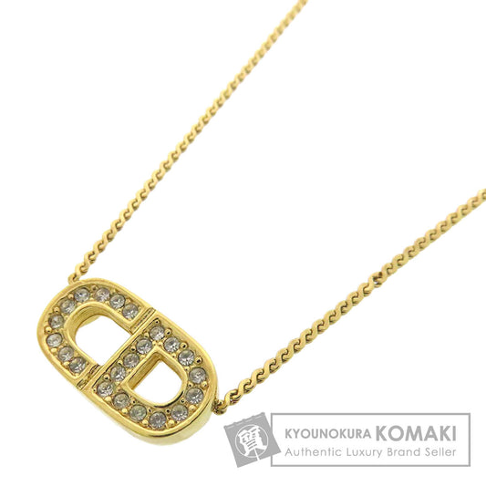 CHRISTIAN DIOR CD logo rhinestone Necklace Metal Ladies [Used]