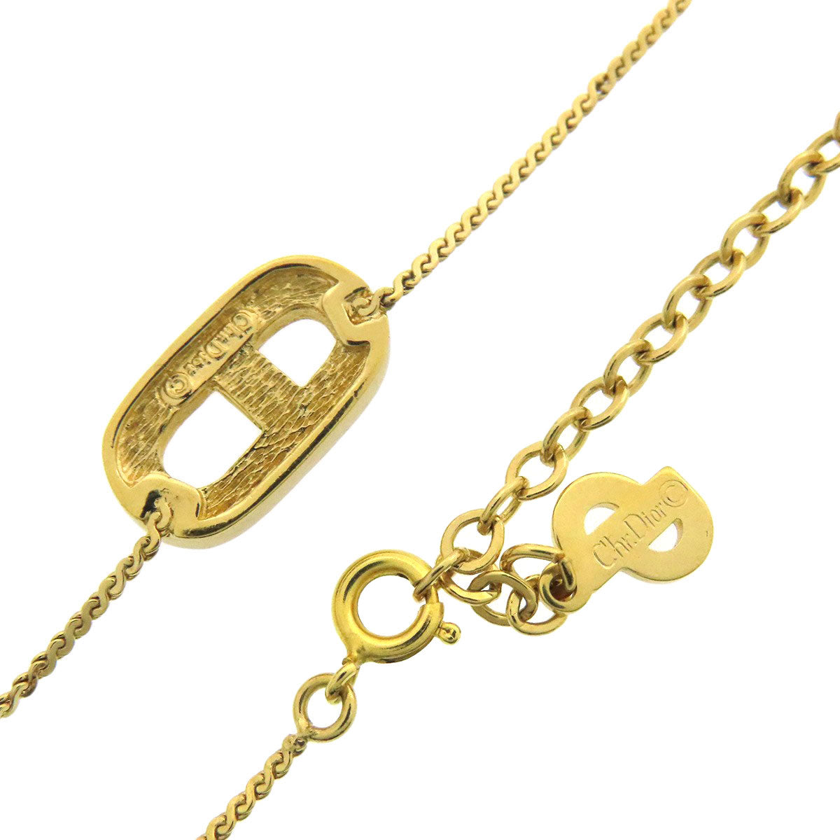 CHRISTIAN DIOR CD logo rhinestone Necklace Metal Ladies [Used]