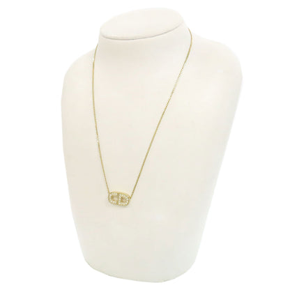 CHRISTIAN DIOR CD logo rhinestone Necklace Metal Ladies [Used]