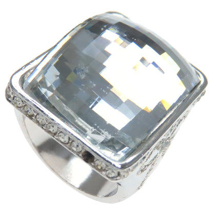 CHRISTIAN DIOR Crystal Rhinestones Ring Silver Ladies [Used]