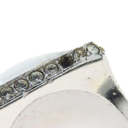 CHRISTIAN DIOR Crystal Rhinestones Ring Silver Ladies [Used]