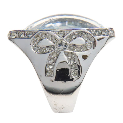 CHRISTIAN DIOR Crystal Rhinestones Ring Silver Ladies [Used]