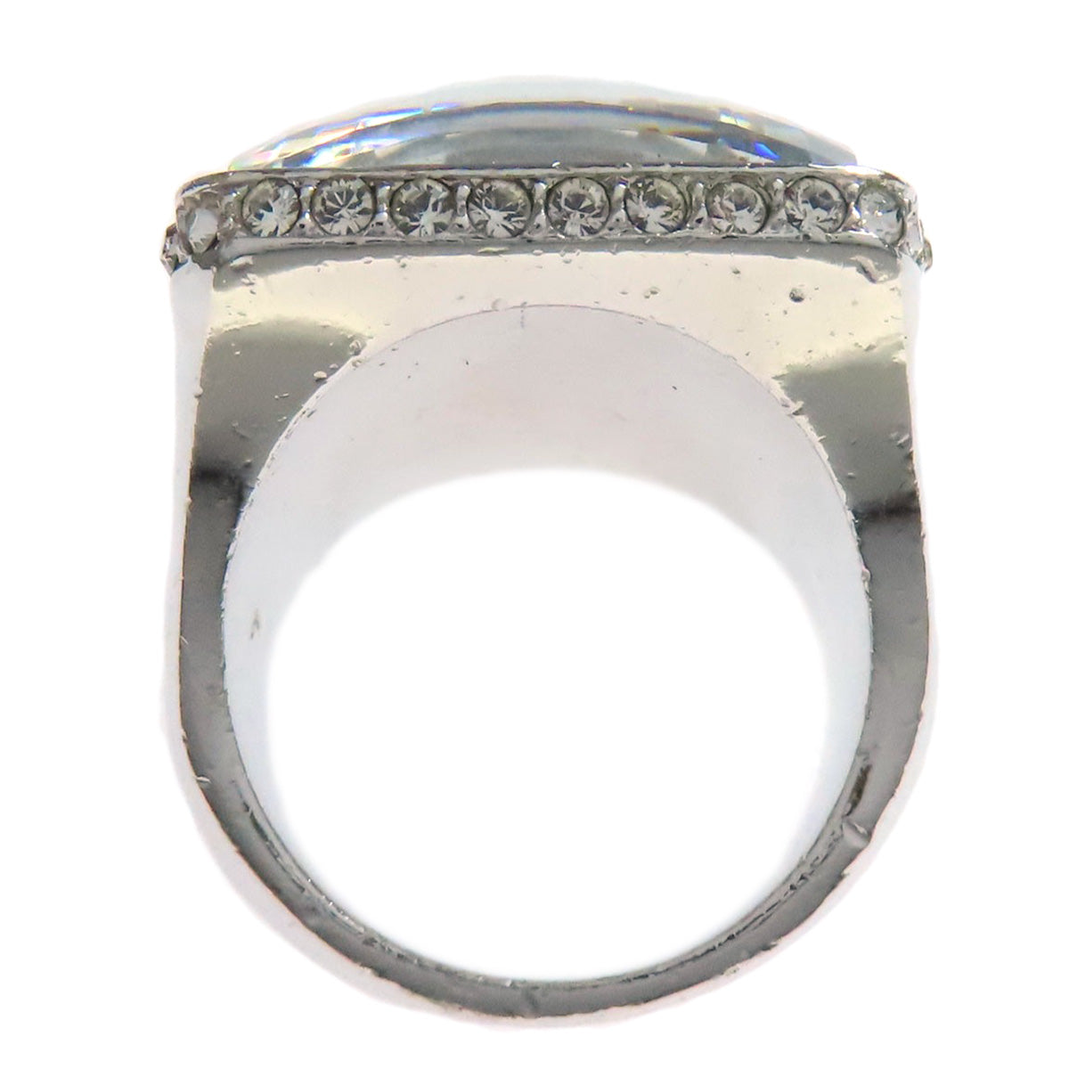 CHRISTIAN DIOR Crystal Rhinestones Ring Silver Ladies [Used]