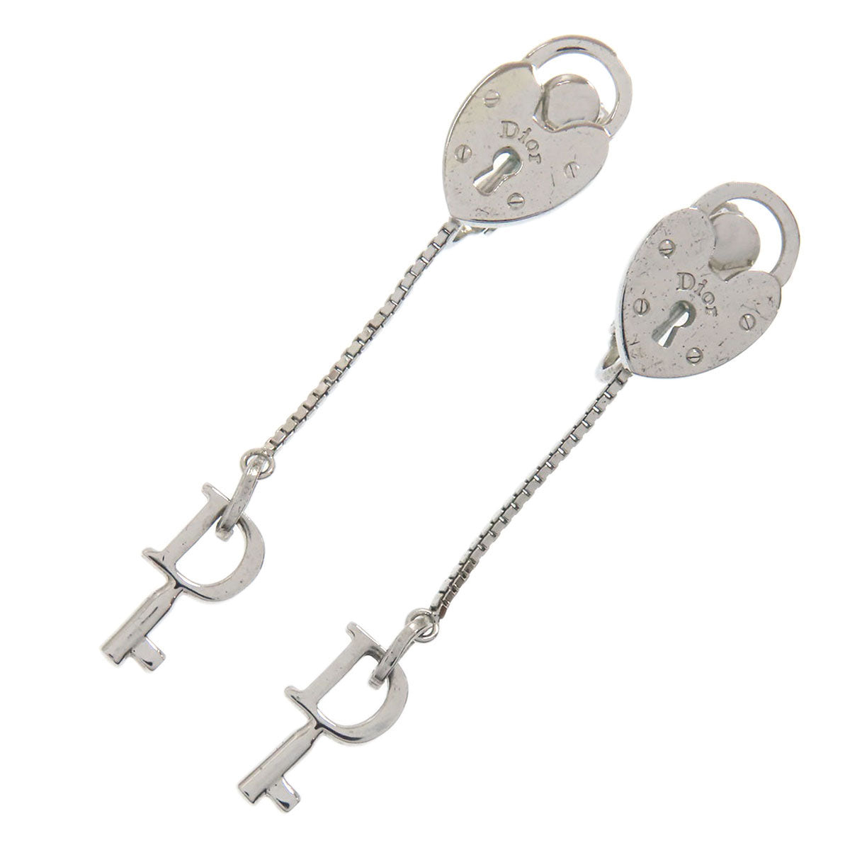CHRISTIAN DIOR Heart Cadena Key Chain Earring Metal Ladies [Used]