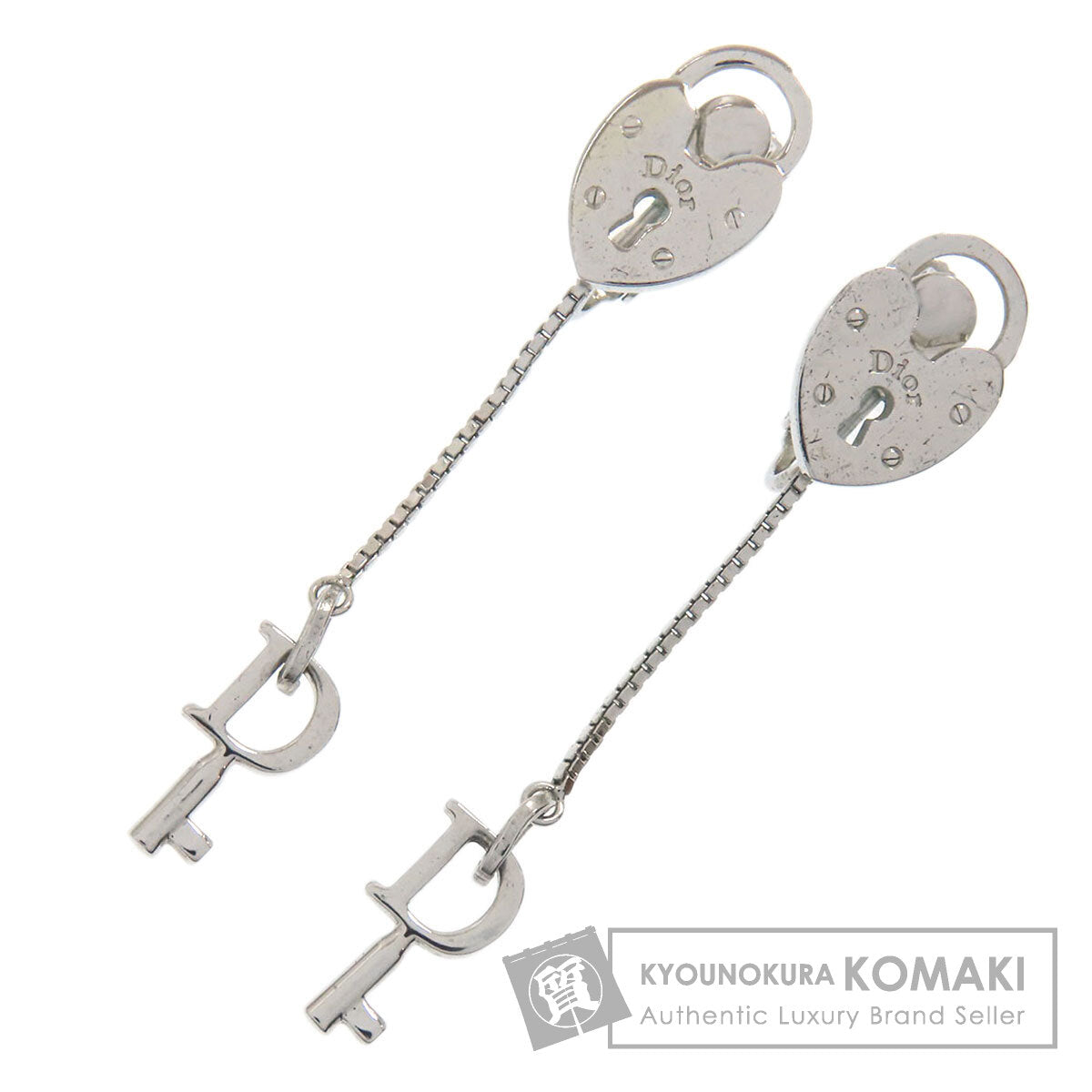 CHRISTIAN DIOR Heart Cadena Key Chain Earring Metal Ladies [Used]