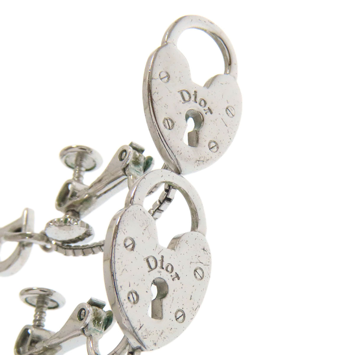 CHRISTIAN DIOR Heart Cadena Key Chain Earring Metal Ladies [Used]