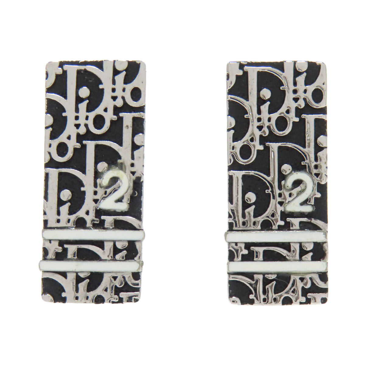 CHRISTIAN DIOR Trotter pattern Earring Metal Ladies [Used]