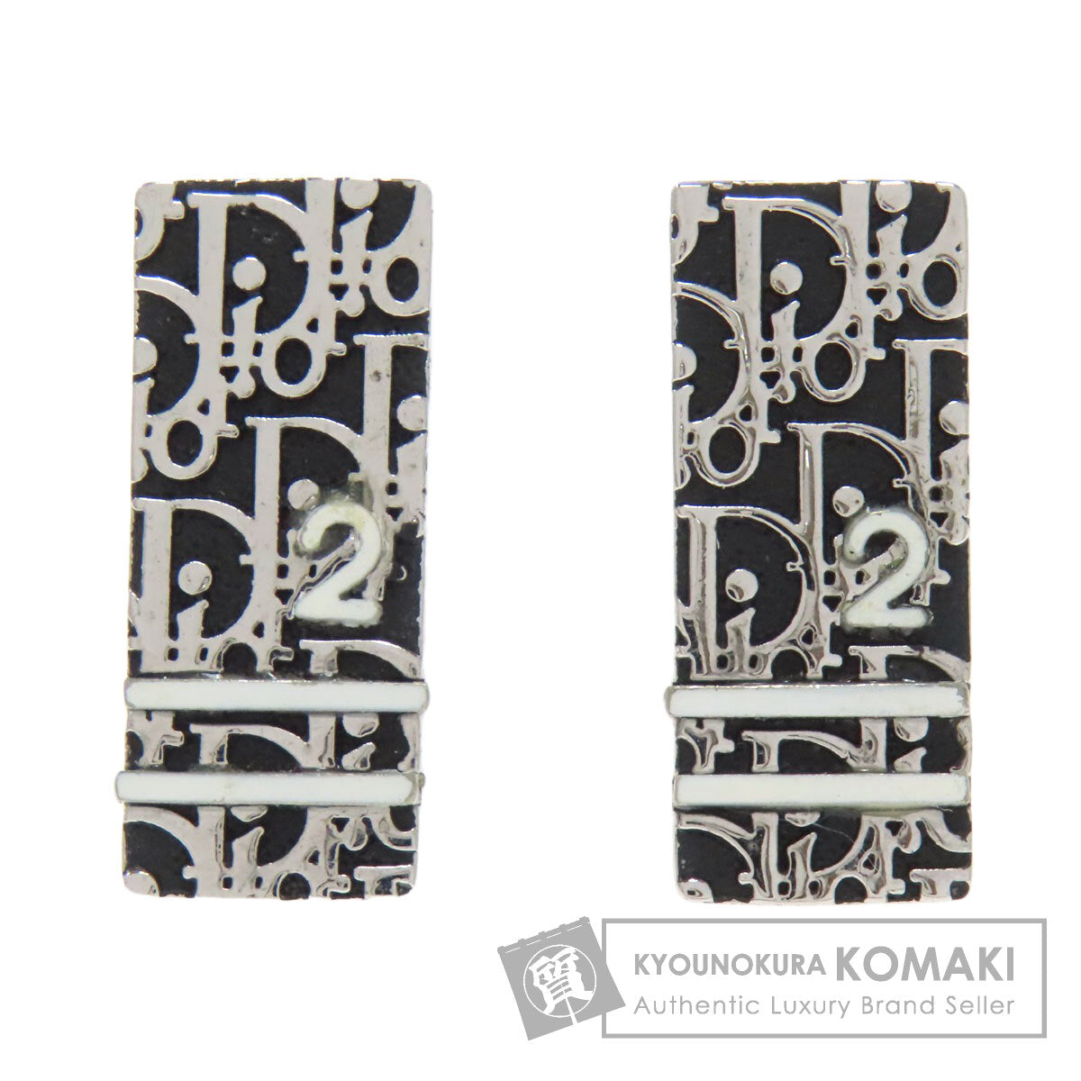 CHRISTIAN DIOR Trotter pattern Earring Metal Ladies [Used]