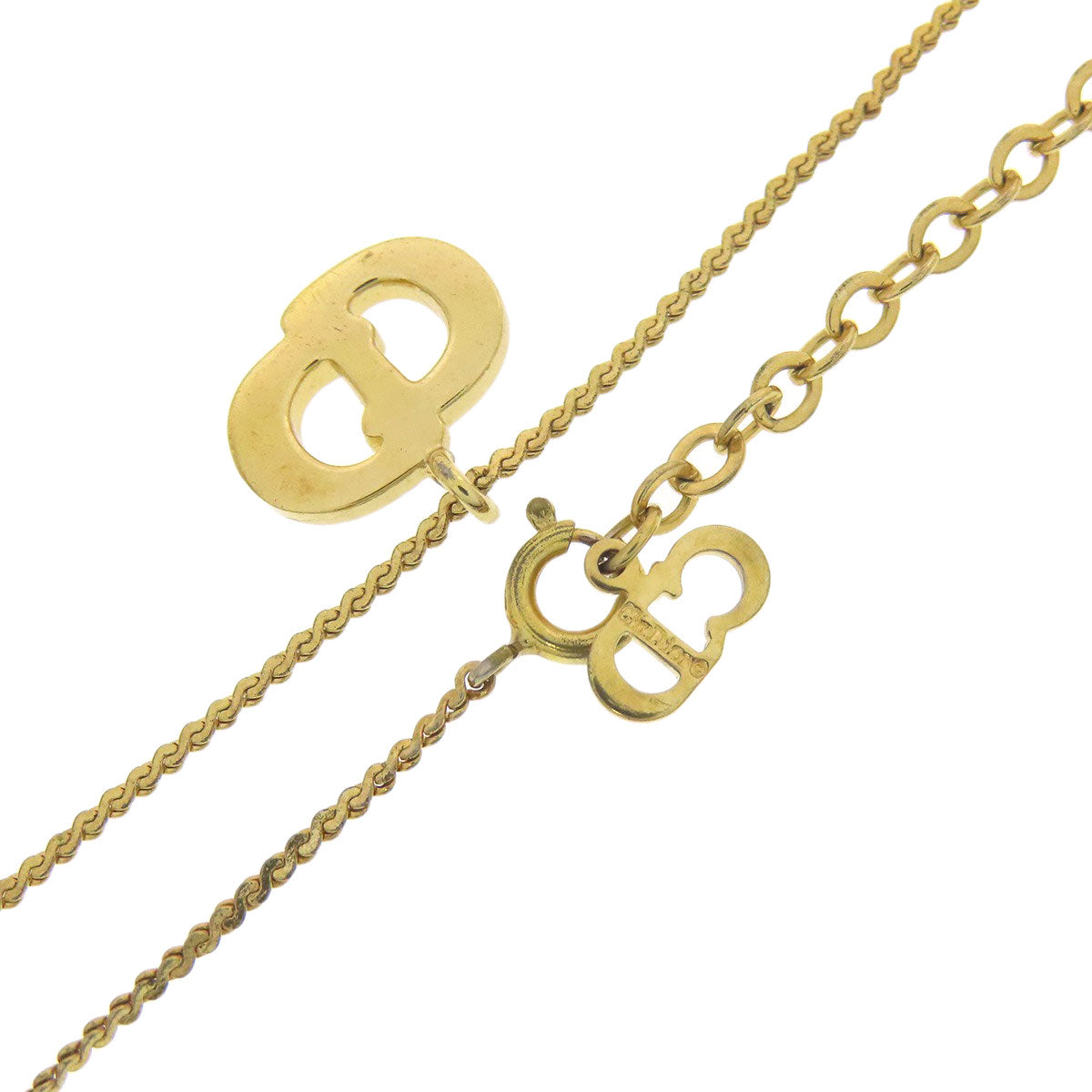 CHRISTIAN DIOR CD logo rhinestone Necklace Metal Ladies [Used]