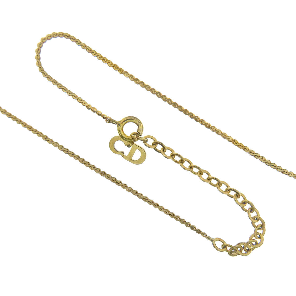 CHRISTIAN DIOR CD logo rhinestone Necklace Metal Ladies [Used]