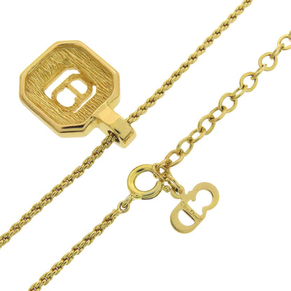 CHRISTIAN DIOR CD logo rhinestone Necklace Metal Ladies [Used]