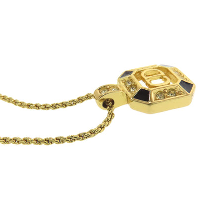 CHRISTIAN DIOR CD logo rhinestone Necklace Metal Ladies [Used]