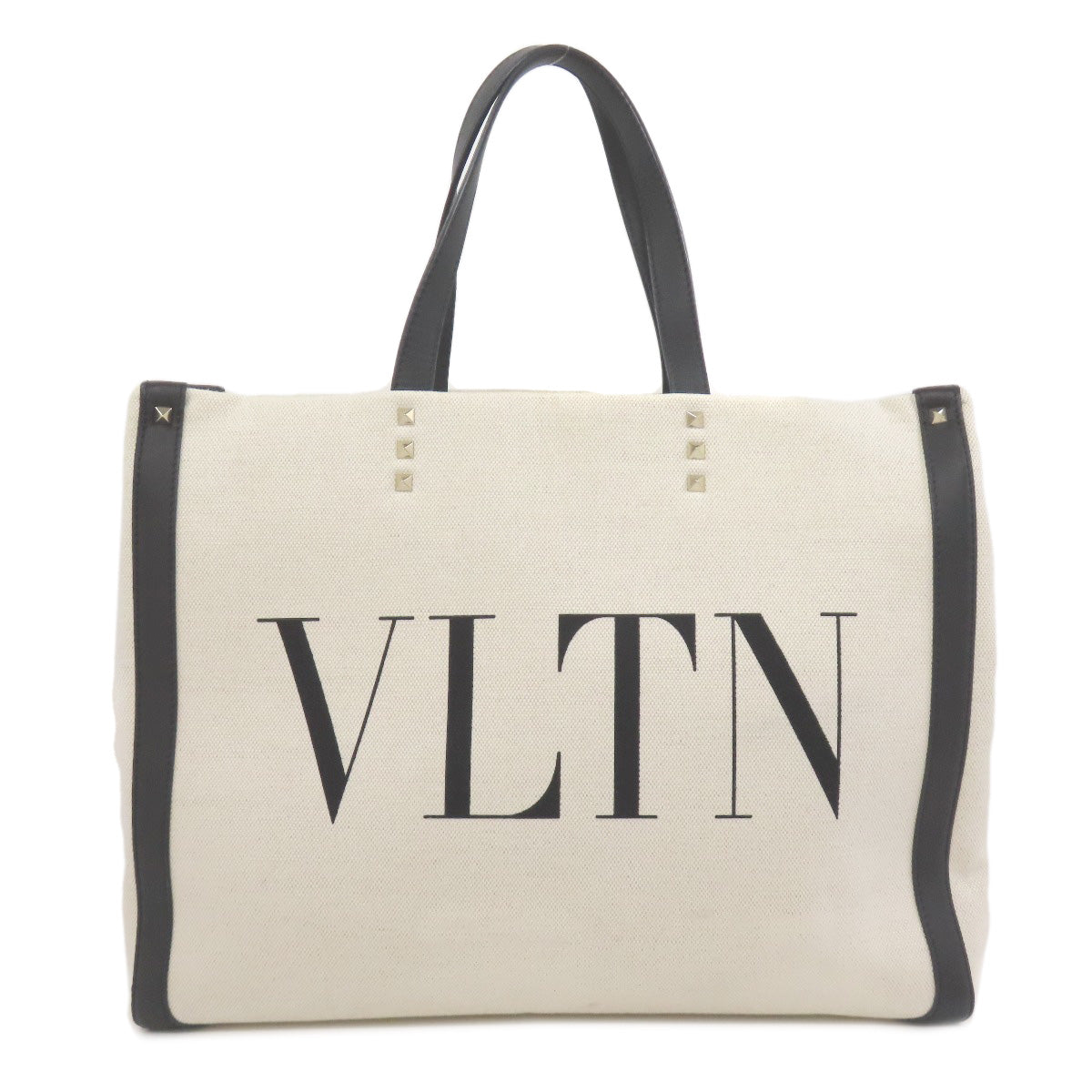 VALENTINO Logo studs Tote Bag Canvas Ladies [Used]