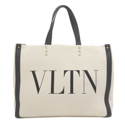 VALENTINO Logo studs Tote Bag Canvas Ladies [Used]