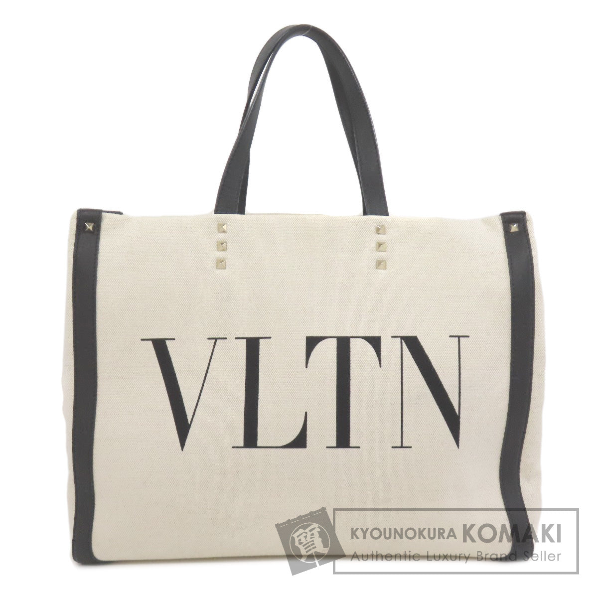 VALENTINO Logo studs Tote Bag Canvas Ladies [Used]