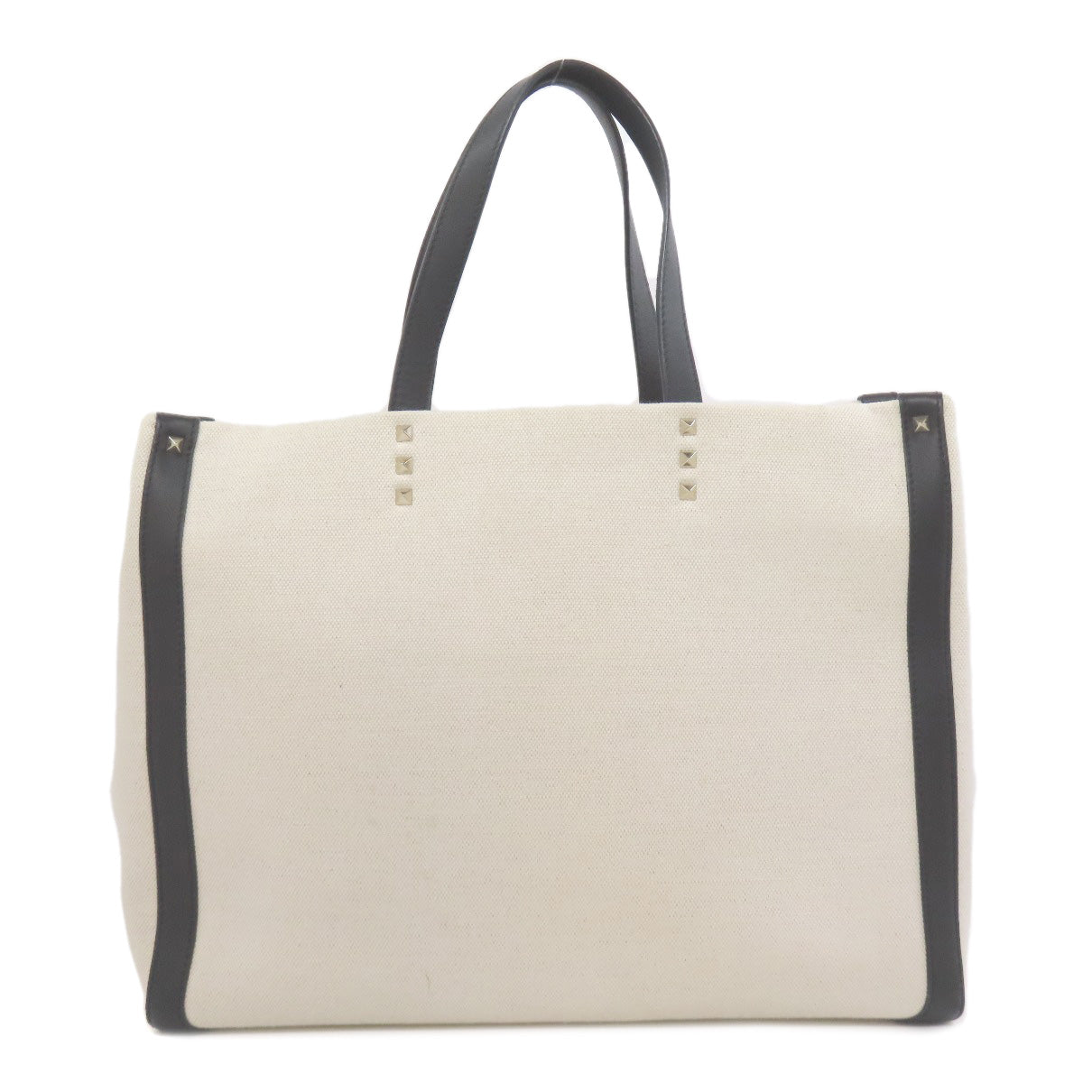 VALENTINO Logo studs Tote Bag Canvas Ladies [Used]