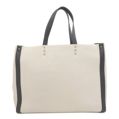 VALENTINO Logo studs Tote Bag Canvas Ladies [Used]