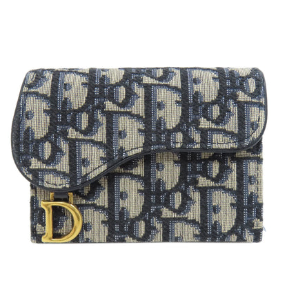 CHRISTIAN DIOR Saddle trotter pattern Card Case Canvas Ladies [Used]