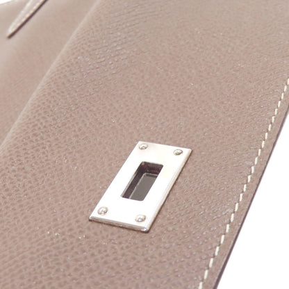 HERMES   Long wallet (with coin pocket) Kelly Wallet Etoupe SilverHardware Epsom Ladies