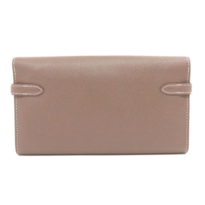 HERMES   Long wallet (with coin pocket) Kelly Wallet Etoupe SilverHardware Epsom Ladies