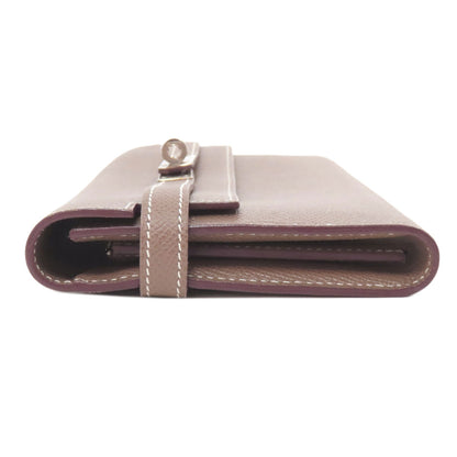 HERMES   Long wallet (with coin pocket) Kelly Wallet Etoupe SilverHardware Epsom Ladies