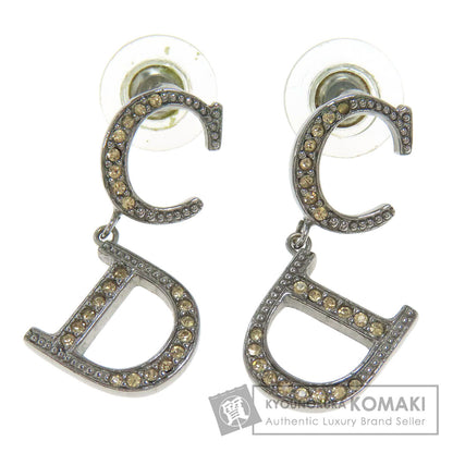 CHRISTIAN DIOR CD logo rhinestone earring Metal Ladies [Used]