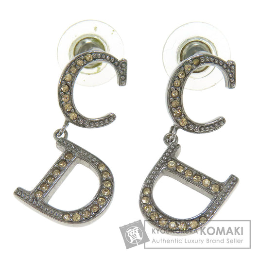 CHRISTIAN DIOR CD logo rhinestone earring Metal Ladies [Used]