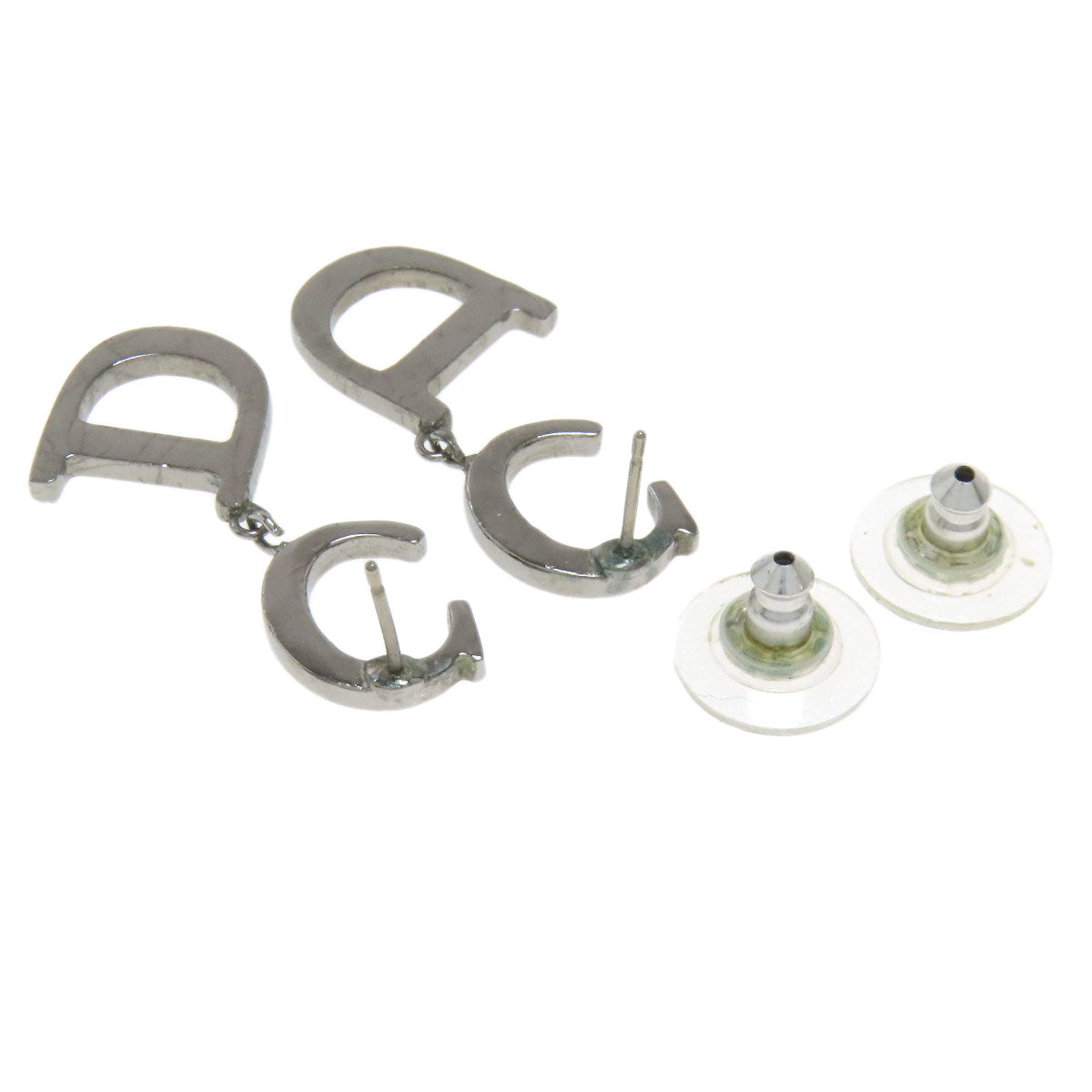 CHRISTIAN DIOR CD logo rhinestone earring Metal Ladies [Used]