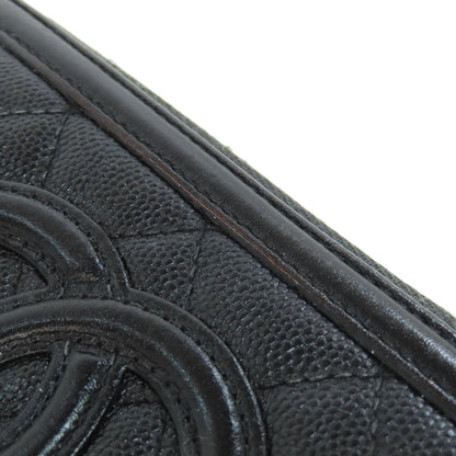 CHANEL Matelasse GoldHardware Long wallet (with coin pocket) Grained Calfskin Skin Ladies [Used]