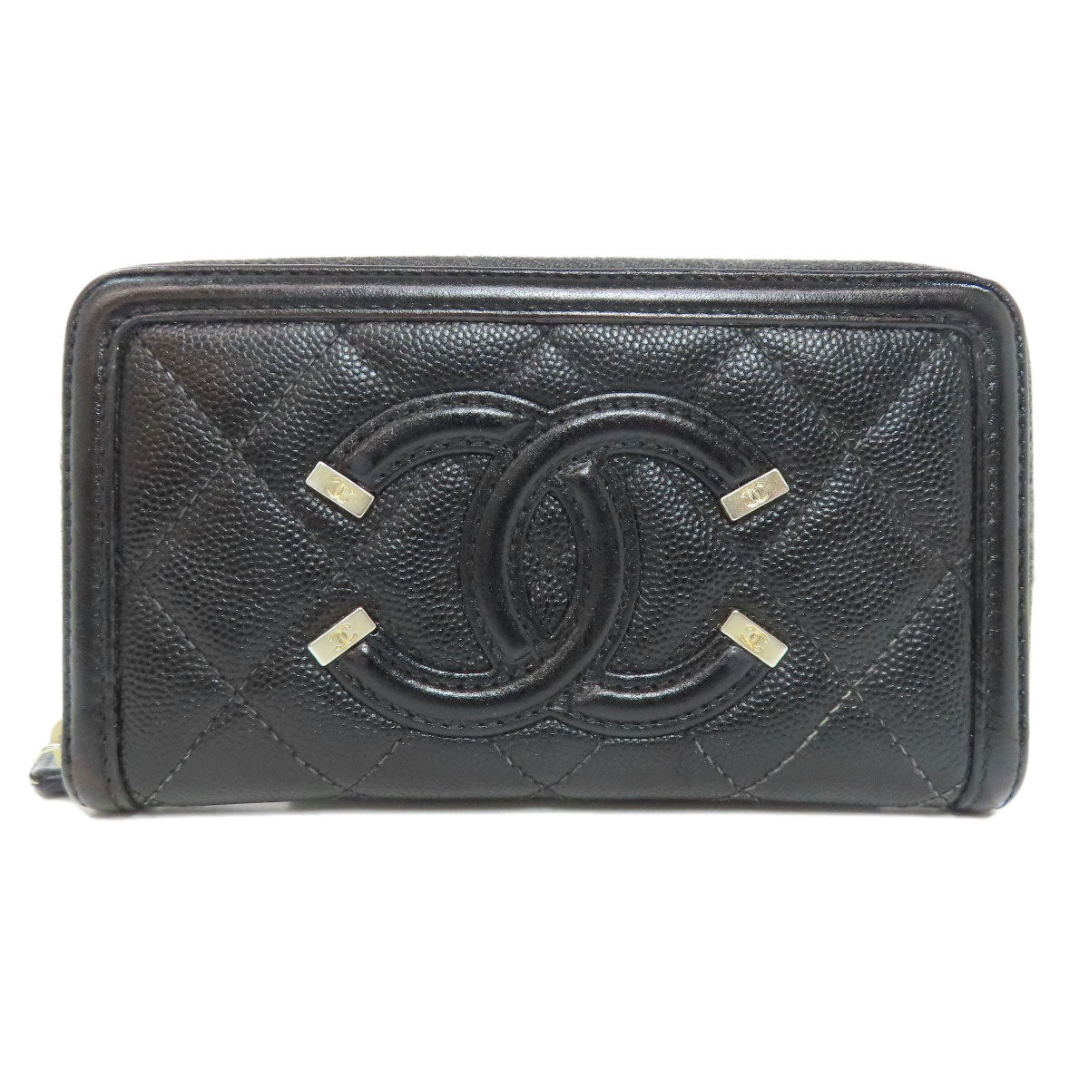 CHANEL Matelasse GoldHardware Long wallet (with coin pocket) Grained Calfskin Skin Ladies [Used]