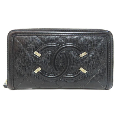 CHANEL Matelasse GoldHardware Long wallet (with coin pocket) Grained Calfskin Skin Ladies [Used]
