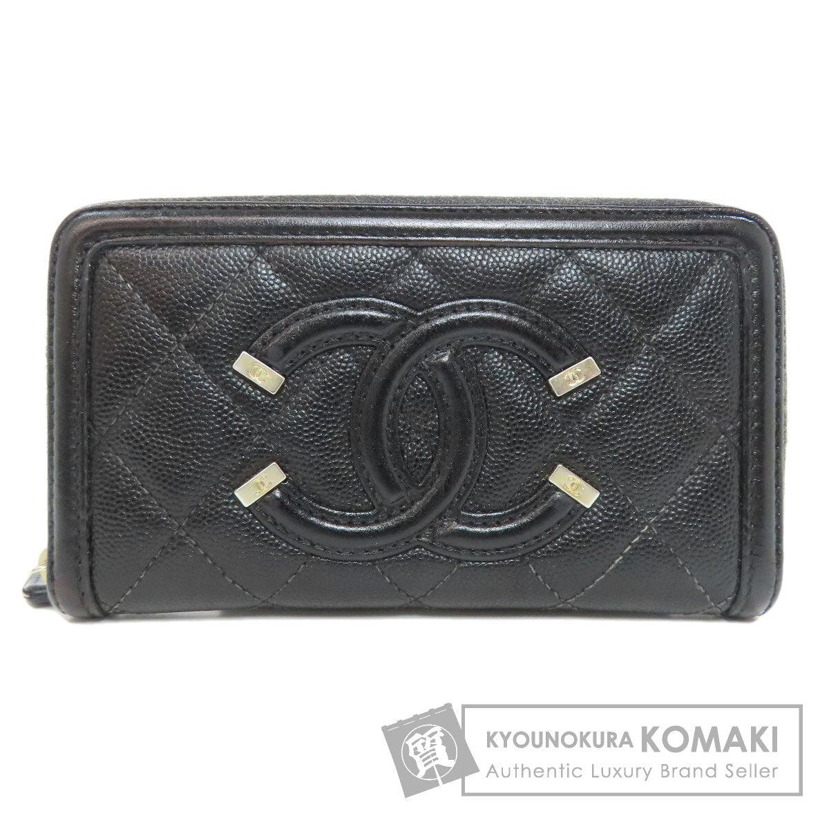 CHANEL Matelasse GoldHardware Long wallet (with coin pocket) Grained Calfskin Skin Ladies [Used]