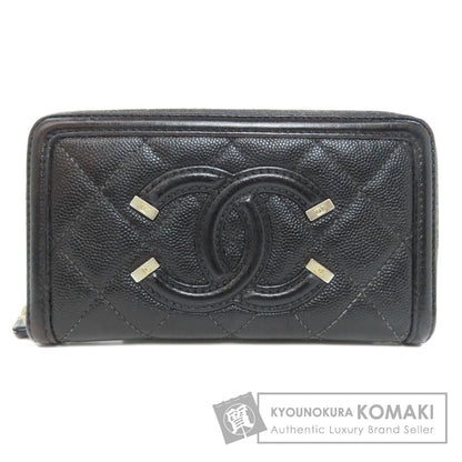 CHANEL Matelasse GoldHardware Long wallet (with coin pocket) Grained Calfskin Skin Ladies [Used]