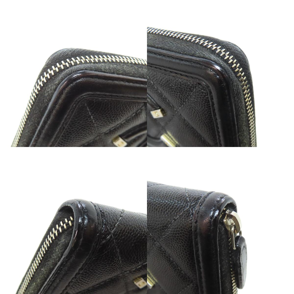 CHANEL Matelasse GoldHardware Long wallet (with coin pocket) Grained Calfskin Skin Ladies [Used]
