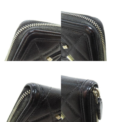 CHANEL Matelasse GoldHardware Long wallet (with coin pocket) Grained Calfskin Skin Ladies [Used]