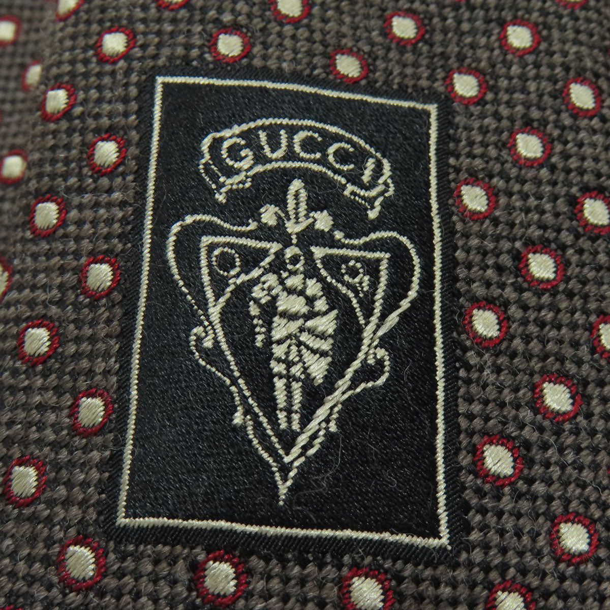 グッチ ロゴ ドット柄 ネクタイ ウール/シルク メンズ 【中古】【GUCCI】