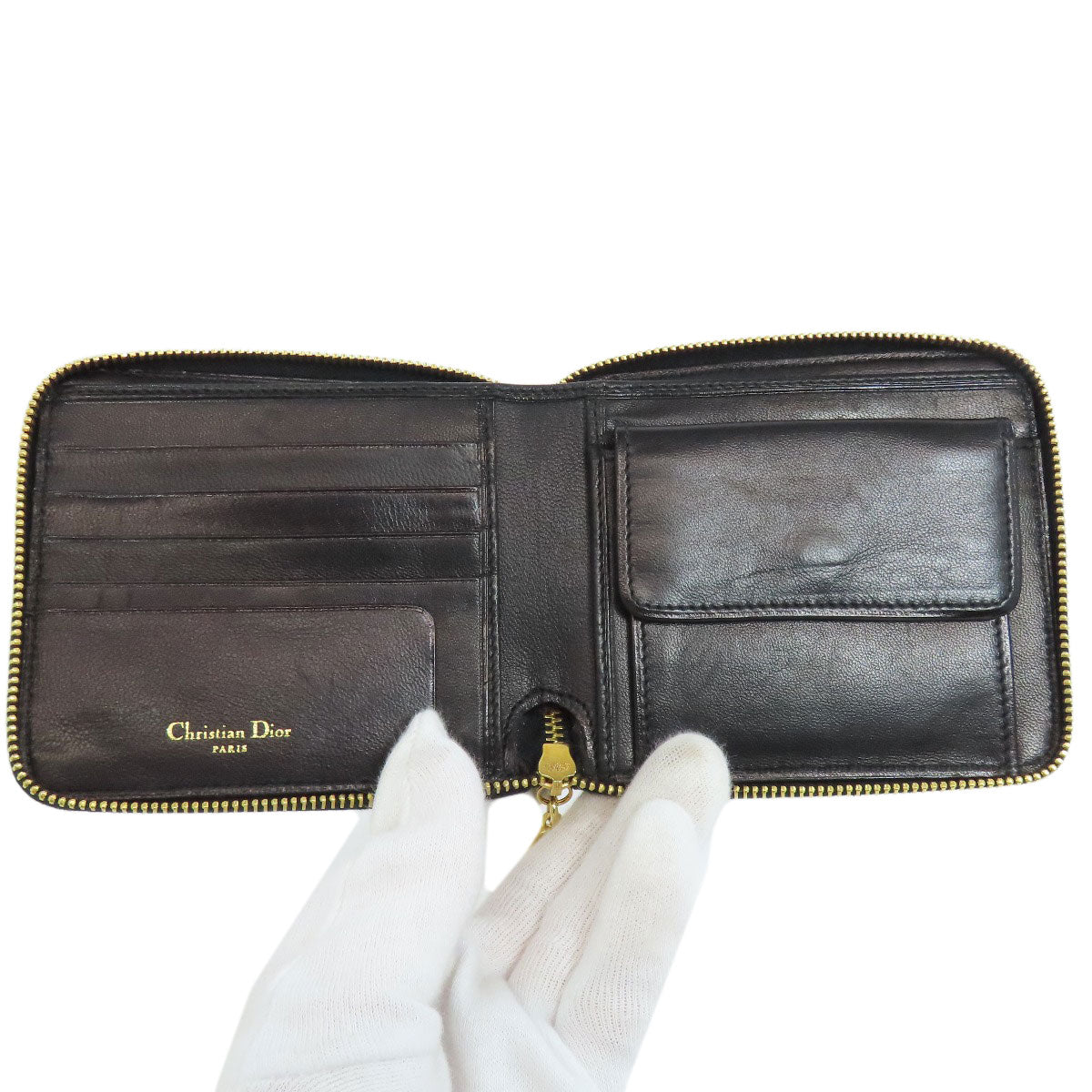 CHRISTIAN DIOR Canage Bifold Wallet with Coin Pocket Lambskin Ladies [Used]