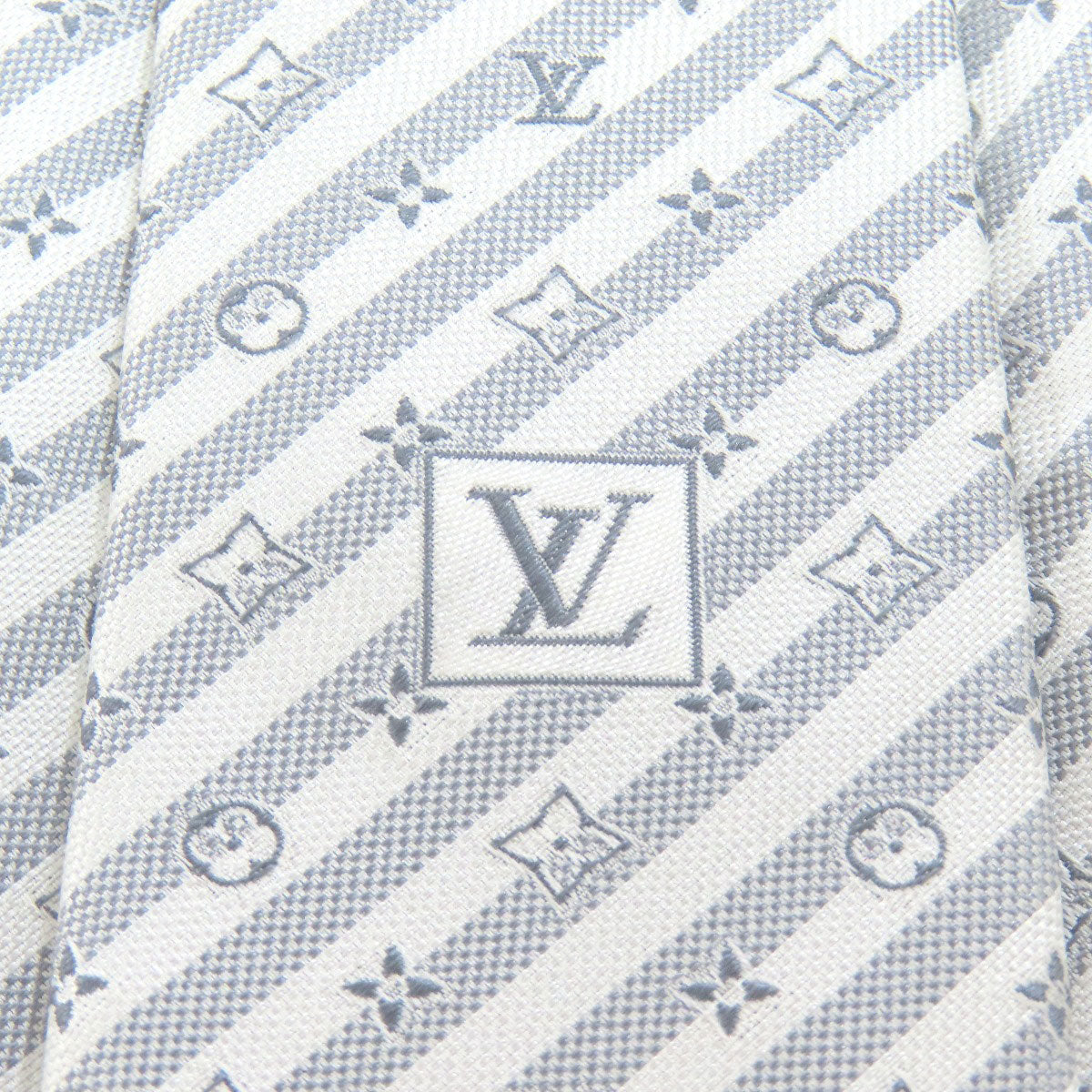 LOUIS VUITTON  M77608 tie Cravate Monogram Two-tone Stripe Silk mens