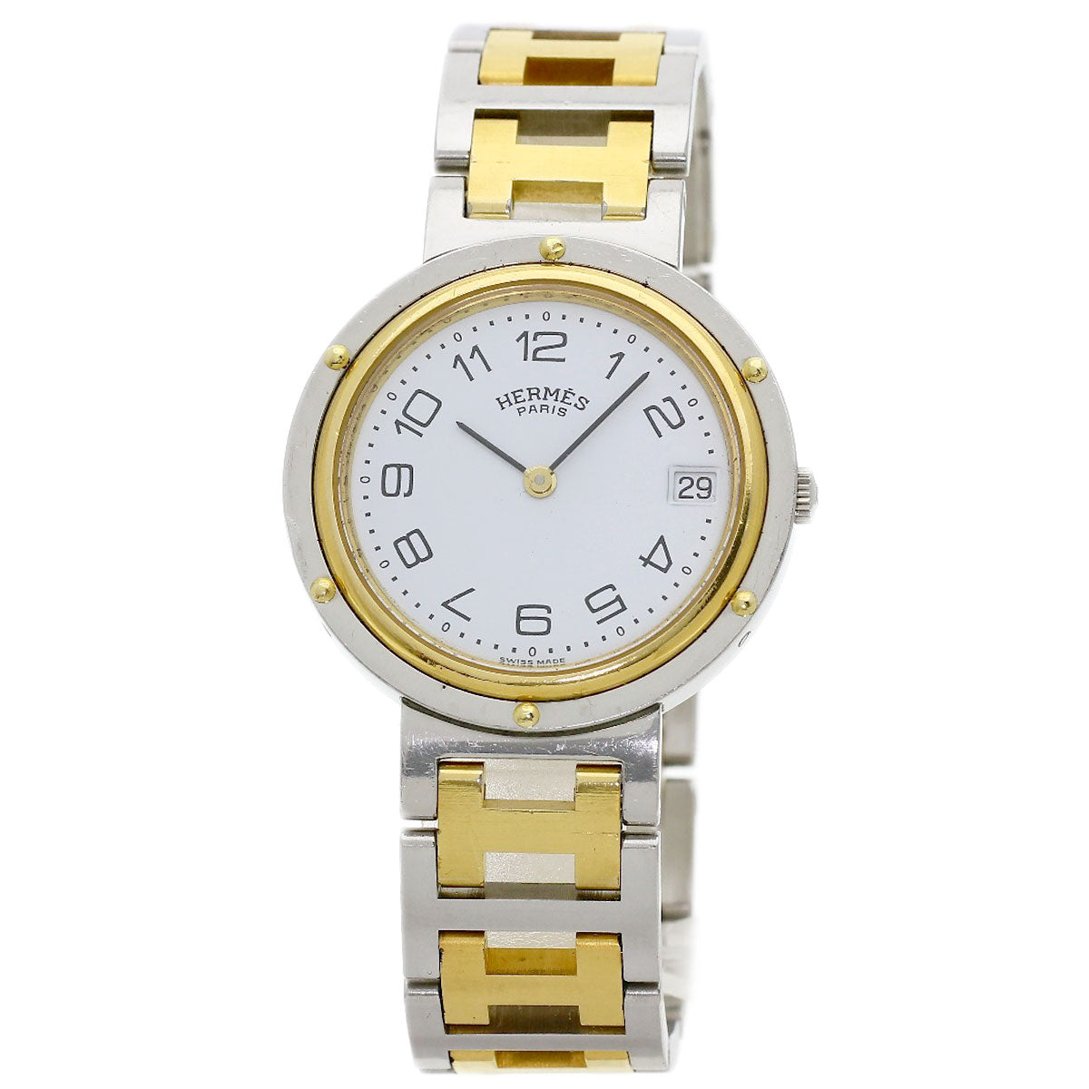 HERMES Clipper Old Belt Watches Stainless Steel/SSxGP mens
