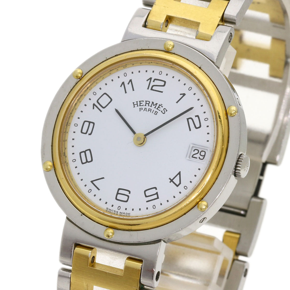 HERMES Clipper Old Belt Watches Stainless Steel/SSxGP mens