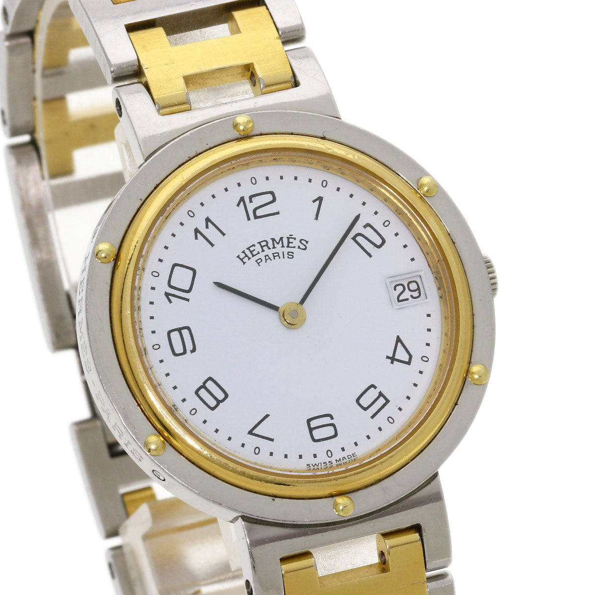 HERMES Clipper Old Belt Watches Stainless Steel/SSxGP mens