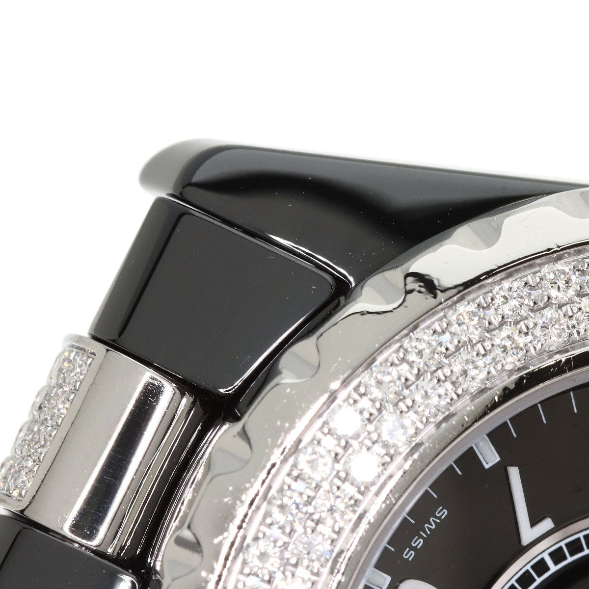 CHANEL J12 1.3" Bezel Bracelet Diamond Watches H1338 Ceramic/CeramicxDiamond Ladies