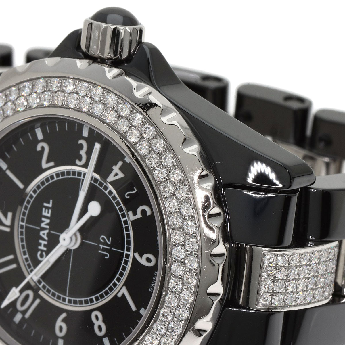 CHANEL J12 1.3" Bezel Bracelet Diamond Watches H1338 Ceramic/CeramicxDiamond Ladies