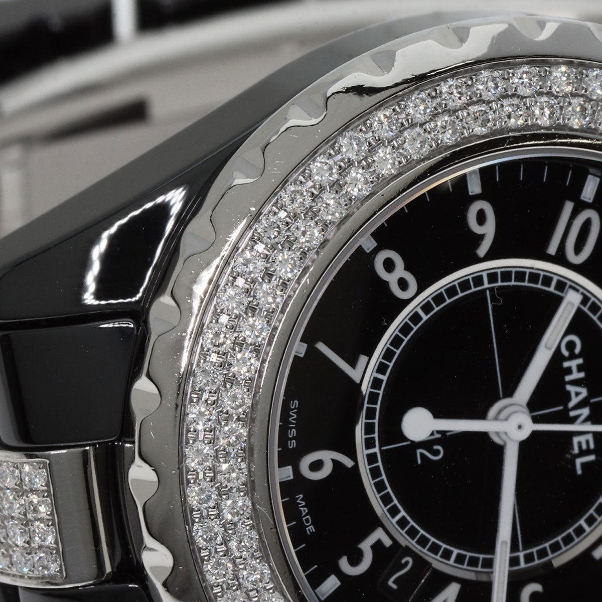 CHANEL J12 1.3" Bezel Bracelet Diamond Watches H1338 Ceramic/CeramicxDiamond Ladies
