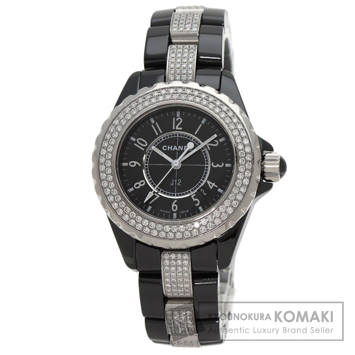 CHANEL J12 1.3" Bezel Bracelet Diamond Watches H1338 Ceramic/CeramicxDiamond Ladies