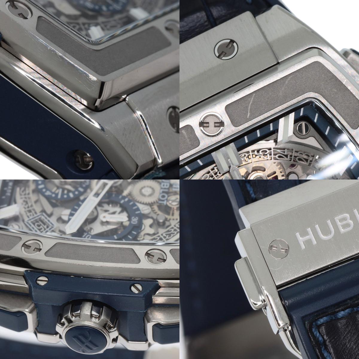 HUBLOT Spirit of Big Bang Watches 641.NX.7170.LR Stainless Steel/Leather x rubber mens