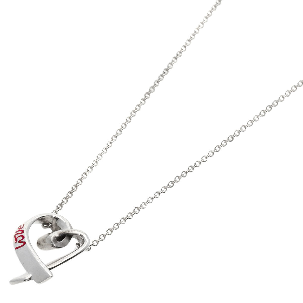 TIFFANY&Co. Rubbing Heart LOVE Necklace Silver Ladies [Used]