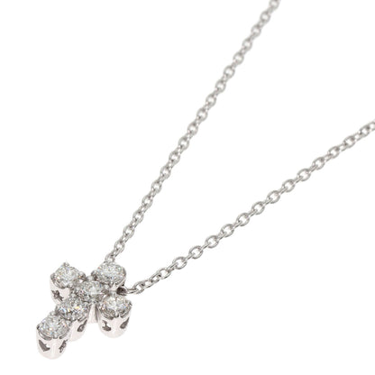 Ponte Vecchio Cross diamond Necklace K18 White Gold Ladies [Used]